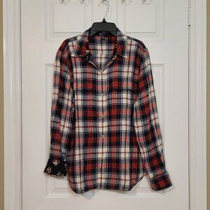 Chaps Ralph Lauren Women's Long Sleeve Plaid Shirt ~ Boyfriend Cut ~ Sz. Large ~